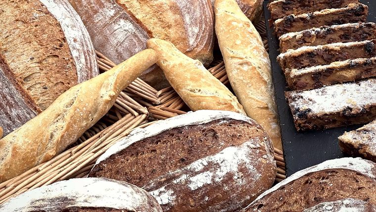 A basket of the day's bread — The Globe Bakery, Laugharne