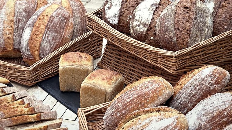 The bread display — The Globe Bakery, Laugharne