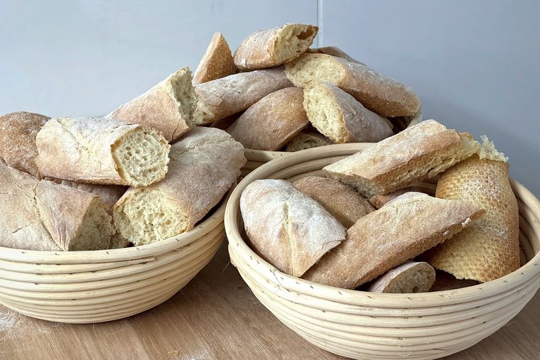 Proving baskets — The Globe Bakery, Laugharne